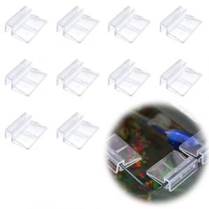 OUDQFCJ Clips de Protection en Verre pour Aquarium, Acrylique Universel pour Aquariums sans Bord, pour Couvercle D'aquarium, de Support D'aquarium, Clair Support D'aquarium, 10 Pièces (6mm) (Mapico, neuf)