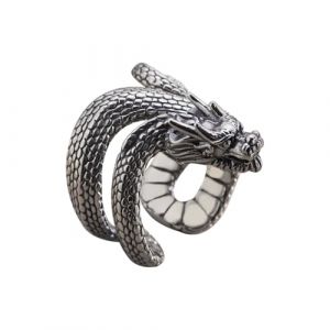 Auriselle Bague Homme Réglable Tête de Dragon Bague enroulée Vintage Viking Rétro Bague Ouverte de Pouce Gothique Punk Bijoux Cadeaux pour Homme Garçon Père (OÜ ESTFOXGG, neuf)