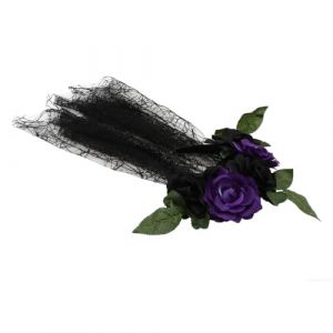 Générique 1 Pc Bandeau Fleur Rose Bandeau Scintillant Pour Femme Élastiques à Cheveux Clairs Bandeau Noir Guirlande De Fleurs Avec Voile Noir Bandeau Vert Bandeau Spa Tissu Polyester Black (LUWELI, neuf)