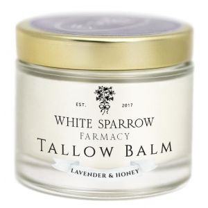 White Sparrow Farmacy Baume de chevaux bio à base d'herbe (lavande et miel) Tallow biologique à partir de vache 100 % herbe et tous les ingrédients biologiques. Pour le visage et le corps (Fast Media Ships From USA, neuf)