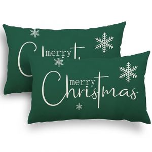 YCOLL Housse Coussin Noel 30x50 Lot de 2 Housse Coussin 30x50 p&egrave;re No&euml;l Wapiti Coton et Lin D&eacute;coratif Taie d'oreiller pour Decoration Noel 30 x 50 cm (YACHUANG INTERNATIONAL(HK) LIMITED, neuf)