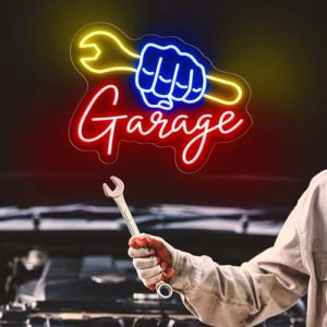 Panneau n&eacute;on de garage personnalis&eacute;, plaque n&eacute;on de garage, d&eacute;coration murale pour garage, d&eacute;coration murale de garage (Xusdamyj, neuf)