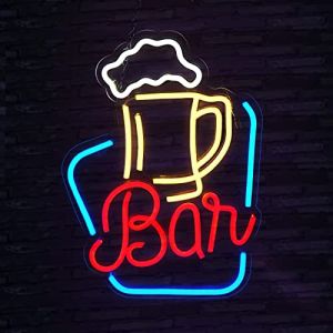 FITNATE Enseigne de bar en néon, enseigne lumineuse en néon LED alimentée par USB, enseigne décorative de bar ouvert pour la maison, le bar, le magasin et la fête, luminosité réglable (IMAGESTORE, neuf)