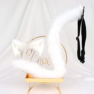 JOERBABU Serre-t&ecirc;te pour oreilles de chat en peluche pour femme, couvre-chef, f&ecirc;te masqu&eacute;e, queue de chat, accessoires de cosplay, accessoires de costume pour femme (jiushuang, neuf)
