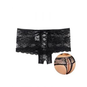 ohyeahlady Culotte Ouverte Entrejambe Strings et Tangas Femmes Sexy Chic Lingerie Femme Dentelle Culotte Dentelle Grande Taille String Coquine Hot Slip Brésilien sous-Vêtement Féminins(Noir,XS-S) (ohyeahlady, neuf)
