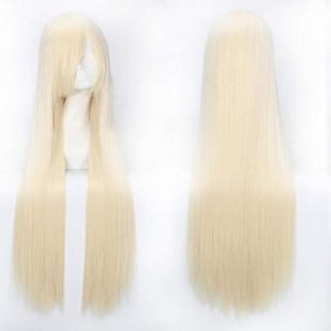 GHK 100 cm Rose Net Long Straight Anime Cosplay Perruque Blonde Vert Rouge Pourpre Blanc Halloween Costume Perruques Pour Femmes Cheveux Synthétiques 07 (good stuff A, neuf)