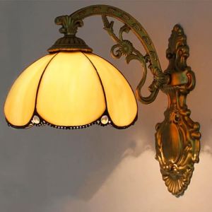 Mengjay Applique murale style Tiffany,Abat-jour en Vitrail,Lampe Murale Interieur, Lampe de Chevet Pour salon, étude, loft, salle à manger (A) (Mengjay, neuf)