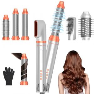 Brosse Soufflante Airbrush 6 en 1 Air Styler Seche Cheveux Multifonction, Rose Gold - Hair Boucleur Automatique avec R&eacute;glage 4 Temp&eacute;ratures et 3 Vitesses de Vent (S&eacute;chage, Bouclage, Lissage) (li yi zhi neng dian qi, neuf)