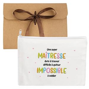 Cadeau Maîtresse d’école 1Pc Pochette Tissu Trousse Sac Porte Monnaie Etui Universel Toile pour Maquillage Rangement pour Enseignant Fin d'année Scolaire Graduation Remerciement (Super Maîtresse) (guyunhong, neuf)