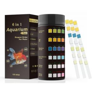 Fontee 6 en 1 Bandelettes de Test pour Aquarium, 100 pièces, Kit de Test pour Aquarium d'eau Douce, Bassin à Poissons, Test précis de Carbonate, pH, Dureté, CL2, Nitrate, Nitrite (Fontee, neuf)