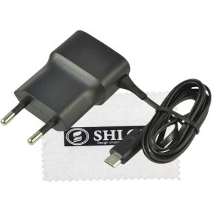 Chargeur pour d'origine Nokia AC-18E pour Nokia 105,106,110, 207, 208, 210, 215, 216, 220, 225, 230, Asha 301, 503 C&acirc;ble de Charge Micro USB - Chargeur Secteur Noir avec Chiffon de Nettoyage Shlok (INFOSUPPLY, neuf)