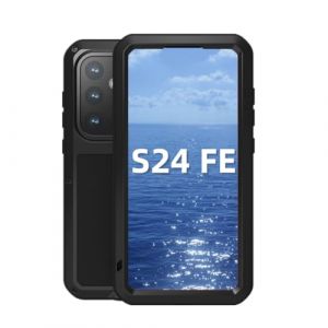 LOVE MEI Coque pour Samsung Galaxy S24 FE, Outdoor Sports Heavy Duty M&eacute;tal Blind&eacute; Coque &Eacute;tanche Antichoc Anti-poussi&egrave;re Full Body Protection Case avec Verre tremp&eacute; (Noir, S24 FE) (Yeon store, neuf)