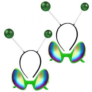 Homoyoyo 2 Ensembles bandeau extraterrestre lunettes kaléidoscope lunettes de soleil en forme de coeur déguisement costume alien accessoires extraterrestres costume d'extraterrestre (Alda Jin, neuf)