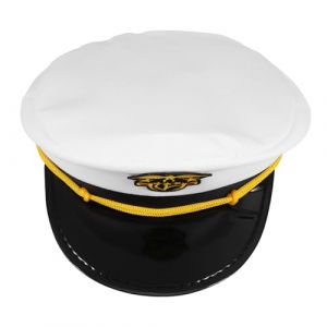 LIGIGWASH Chapeau Capitaine Marin Garçon Fille Casquette de Marin Blanche pour Fête et Spectacle Style Vintage avec Protection Solaire pour Cosplay et Performances (Moonflames, neuf)