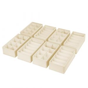 DIMJ Lot de 8 Boite Rangement Vetement - Rangement Tiroir Organisateur de Tiroir, Organisateur Dressing Organiseur Tiroir en Tissu, pour Chaussettes, Soutiens-Gorge, Culottes, Beige Fonc&eacute; (lv zhu EU, neuf)