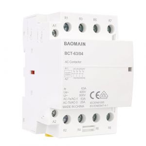 BAOMAIN Contacteur AC, 4 p&ocirc;les NF, 63 A, 220 V/240 V Tension de bobine, 35 mm Montage sur rail DIN, VDE Homologu&eacute;, BCT-63/04_4NC (4P 4NC 220V) (BAOMAIN, neuf)