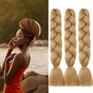 Gairyan Meches Tresse Cheveux 3 Paquets 24" Meches pour Tresses Africaine Rajout Cheveux Tresses Extension Dreadlocks Ombre Synthétiques Tresse Crochet Twist Tressage Cheveux (Blond Foncé) (Gairyan, neuf)