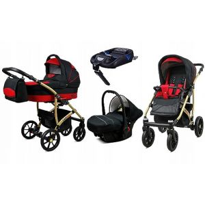 BabyLux® Enfant Poussette Combinée Set 4 en 1 - Largo - incl. Nacelle, Canne, Siège de voiture, ISOFIX Base - Siège Auto - Landau Bébé - avec Sac à langer, Habillage pluie etc. (BabyLux-shop, neuf)