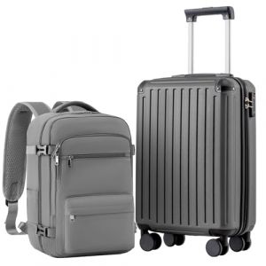 COOLIFE Ryanair Valise Cabine 55 x 35 x 20 et Bagage Cabine 40x20x25(20L), Bagages Cabine Bagage &agrave; Main Rigide avec Serrure TSA et 4 roulettes Jumel&eacute;es Adapt&eacute; Aux Voyages (Coolife EU Directly, neuf)