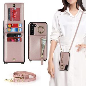 Cavor Coque Samsung S23 Plus avec Cordon,Flip Portefeuille &Eacute;tui Cuir,[9 Porte Cartes][Ring Support][Bouton],Collier Coque Housse Etui pour Samsung Galaxy S23 Plus/S23+ - Or Rose (Copmob, neuf)