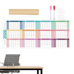 Grand Calendrier Mural,Planificateur Annuel Effa&ccedil;able 2026 - Agenda Mensuel et Annuel D&eacute;cor Rome pour Planning Organisation Maison Bureau Salle de Classe Biblioth&egrave;que D&eacute;cor Nouvel An Pour (weierqin, neuf)