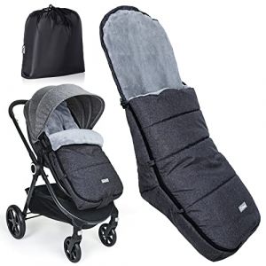 Orzbow Hiver Chanceliere Bebe Poussette, Amovible Chanceliere Universelle pour Poussette avec avec Zip Ajustable, Imperméable Chancelière Poussette avec Sac de Rangement, Conception Forme de L, Noir (Orzbow Official Store, neuf)