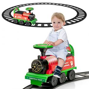 DREAMADE Train de Porteur Bébé Électrique avec 16 Pistes, Voiture à Pousser avec Lumières et Sons,Espace caché sous Le Siège, Cadeau de 3 Ans + (Rouge et Vert) (DREAMADE, neuf)