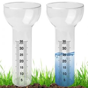 Lot de 2 pluviom&egrave;tres : pluviom&egrave;tre en verre de 35 mm avec &eacute;chelle transparente, pluviom&egrave;tre en forme d'entonnoir, pluviom&egrave;tre d'ext&eacute;rieur r&eacute;sistant au gel pour jardin, terrasse, pelouse, paysage et a (xiahuang525, neuf)