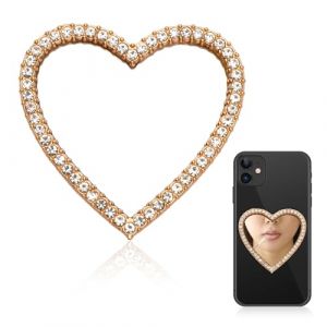 PEUTIER Autocollant Miroir pour Smartphone, Miroir de Maquillage &agrave; Coller en Diamant pour &Eacute;tui de T&eacute;l&eacute;phone (Forme de Coeur) (Jenniy, neuf)