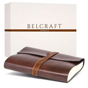 Belcraft Tivoli A5 Journal Intime/Carnet de Notes RECHARGEABLE en cuir recycl&eacute; de fabrication artisanale Italienne, Cadeau Sp&eacute;cial, Journal de Voyage, Notebook A5 (15x21 cm) Brun (Belcraft, neuf)