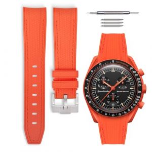 HORACE Bracelet de montre caoutchouc compatible avec Omega x Swatch MoonSwatch 20mm (LAVA Orange/Couture orange) (quick2shopfrance, neuf)