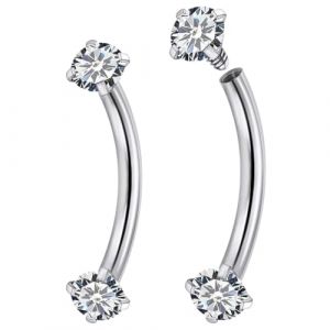 COYUN 2pcs G23 Titane Piercing Arcade Langue Nombril Labret Vertical L&egrave;vre Lip Bar Daith Bananes Homme Femme Hypoallerg&eacute;nique Argent 6mm/8mm (HLWA RETAILS LTD UKSTORE, neuf)