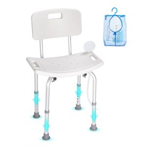 VEVOR Si&egrave;ge de Douche Antid&eacute;rapant Hauteur R&eacute;glable 390-520 mm Chaise de Douche Chargeant 158,8 kg Fauteuil de Bain en Alu et PE Aide &agrave; la Douche pour Personnes &Acirc;g&eacute;es Femmes Enceintes Salle de Bain (MEDICAL66, neuf)