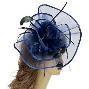 Saiyana Barrette &agrave; cheveux pour filles des ann&eacute;es 1920 avec fleurs et dentelle, bibi d&eacute;corative, m&eacute;di&eacute;vale, bleu marine (longhukeji, neuf)