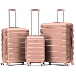 Flight Knight Lot De 3 Moyen Et Grand Valises Rigides Legeres en ABS A 4 Roues Cabine Bagage A Main pour Plus De 60 Compagnies Aeriennes -easyJet, Jet2 Et Taille Max Ryanair (Priority) 55x40x20cm (Prime Brands Group FR, neuf)