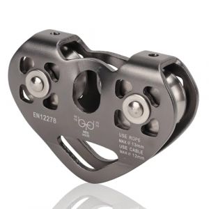 Poulie de tyrolienne, poulie d'escalade &agrave; la tyrolienne, poulies pileuses pilelles pilelles en Aluminium d'escalade avec Vitesses Tandem &agrave; Double Chariot pour l'alpinisme (KnowStoree, neuf)