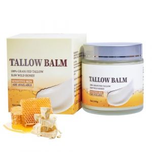 Bâton de suif de bœuf, Baume de suif de bœuf et de miel, Baume de suif de bœuf nourri à l'herbe, Hydratation des peaux sèches, Hydratant pour le visage à base de suif de bœuf (100g) (Hanyia EU, neuf)