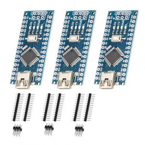 Nano Carte de d&eacute;veloppement Binghe 3 Pi&egrave;ces Nano Carte de d&eacute;veloppement avec CH340 Puce 5V 16MHz Pas de Version soud&eacute;e Microcontr&ocirc;leur Mini Interface Compatible avec Arduino Nano (Zhuocai Shangmao, neuf)