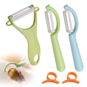 Set de 5 Eplucheur C&eacute;ramique, &Eacute;plucheur de Fruits &Eacute;plucheurs pour Enfants Forme de Y &Eacute;plucheurs &Agrave; Lame En C&eacute;ramique Tranchante sans Danger pour les Mains Eplucheur L&eacute;gumes Pomme De Terre Vert Bleu (LiuLanFen, neuf)