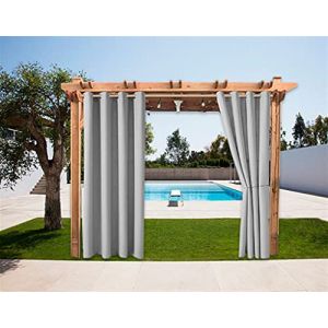 SK Studio 2 pièces Rideaux Imperméable d'extérieur, Rideau Résistant à la Décoloration Rideau Occultants avec Oeillet pour Porche Avant, Pergola, Cabanon, Gazebo Gris, 132x241cm(W x L) (iRich U EU, neuf)
