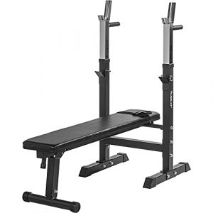 MOVIT Banc de Musculation avec Support réglable pour haltères Longs et Station de dips, Pliable, 2 Couleurs, en Option avec Un Set d'haltères 30kg ou 60kg, Appareil d'entraînement à Domicile Home-Gym (ff_europe, neuf)