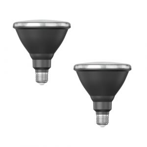 ledscom.de 2 ampoules LED E27, PAR38 cou court, blanc (4200 K), 16,1 W, 1379lm, 45&deg;, miroir r&eacute;flecteur (argent) (LEDs Com GmbH, neuf)