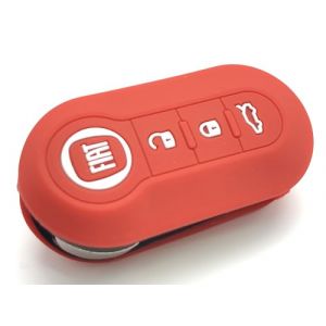 Generic Coque de protection en silicone pour clé de voiture Fiat 500 500L Abarth Grande Punto Brava Panda Stilo Linea Rouge (NORDECCO, neuf)