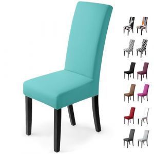 Housse de chaise Décor housse de chaise Stretch-Housse Couverture de chaise de matériau spandex élastique pour un ajustement universel,très facile à nettoyer et durable(Paquet de 4,Bleu Paon) (Ballad, neuf)