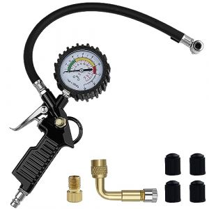 Baxcdyswe Manometre Pression Pneu, 220 PSI Pression Pneu Voiture, Pistolet de Gonflage, Compresseur Air, Poignée Gonflage Controleur de Convient aux Voitures, Vélos, Motos, Camions, Etc. (BUSUIOC AISEO S.R.L., neuf)