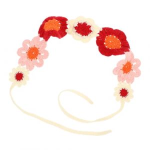 CONGARTENO Bandeau Cheveux Femme Au Crochet &agrave; Fleurs Tissu Doux Style Ethnique Accessoire Mode Pour Femmes C&eacute;r&eacute;monie Grosse Fleur Rouge 33 (Huliio, neuf)