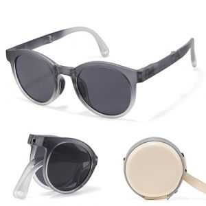 Hifot Pliable Polaris&eacute;es Lunettes de soleil Enfant Anti UV400 Lunettes de Soleil Caoutchouc Flexible Lunettes de Sport et &Eacute;tui &agrave; Lunettes Lingettes -3-12 ans Gar&ccedil;on et Fille (Bpeow eu, neuf)