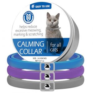 Wisebom Collier Apaisant pour Chats 3 Pcs, Collier Calmant pour Chats aux Ph&eacute;romones, R&eacute;glable Imperm&eacute;able Collier Chat, Anti-Anxi&eacute;t&eacute; Naturel S&ucirc;r Colliers pour Tous Types de Chat, 38cm (laughhe, neuf)