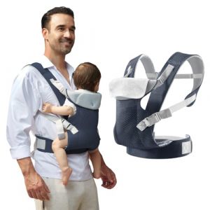 IULONEE Porte-b&eacute;b&eacute; pour Nouveau-n&eacute; Echarpes de Portage Bebe avec Bibs Amovibles Baby Carrier Porte-enfants Avant et Arri&egrave;re pour les Tout-petits de 3-36 Mois (Bleu Marine) (IULONEE FR, neuf)