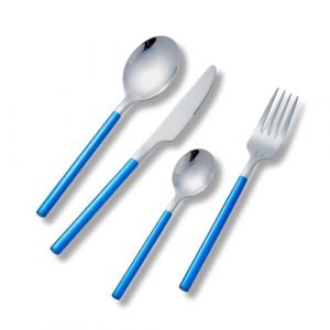 Lebrun Couverts OSAKA 8MM - Ménagère Inox 24 pièces comprenant 6 fourchettes, 6 couteaux de table, 6 cuillères à soupe, 6 cuillères à café - Service de table pour 6 personnes - Marque Française. (Lebrun, neuf)